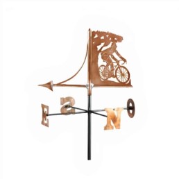 girouette de toit, girouette de toit artisanale, girouette de jardin artisanale, girouette de jardin originale, fabrication girouette de toit, girouette vélo, girouette cuivre,