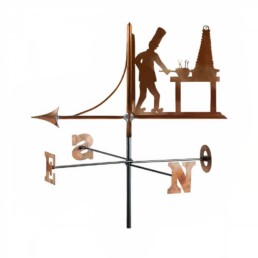 girouette de toit, girouette de toit artisanale, girouette de jardin artisanale, girouette de jardin originale, fabrication girouette de toit, girouette cuivre, girouette métier
